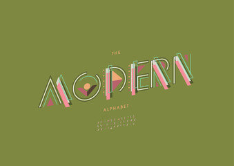 Vector of stylized modern font and alphabet