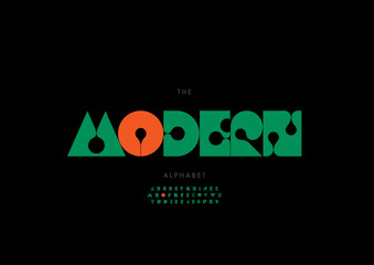 Vector of stylized modern font and alphabet