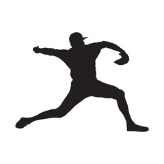 Obraz na płótnie Canvas Baseball Batter. Man Throwing Ball Silhouette. Baseball Player Silhouette. baseball player, vector isolated illustration. Baseball batter. 