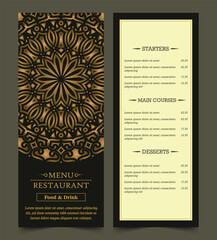 Elegant restaurant menu cover with logo ornament