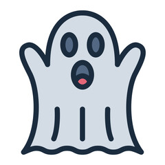 Ghost cute character filled line icon