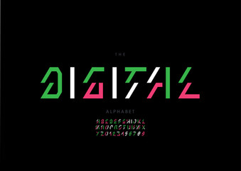 Obraz premium Vector of stylized modern font and alphabet