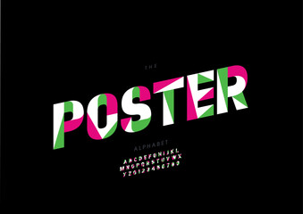 Vector of stylized modern font and alphabet