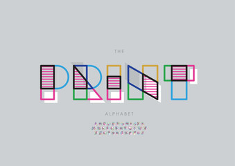 Vector of stylized modern font and alphabet