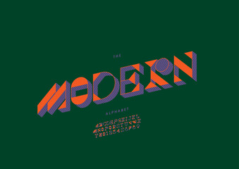 Vector of stylized modern font and alphabet