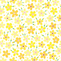 yellow sakura seamless pattern. ditsy floral print. cherry blossom flower background. good for fabric, fashion design, kimono, pajama, textile, summer spring dress.
