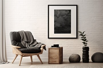 Minimalistic Scandinavian style interior. Mockup for framed pictures.