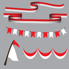 Sets of Indonesian National Flag Bendera Merah Putih. Collection of Indonesian flag vector.