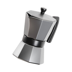 moka pot 3d, coffee shop 3d render pack, transparent background, high quality render