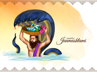 Happy janmashtami festival celebration greeting card design