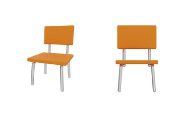 school chair 3d, back to school 3d render, transparent background, high quality render