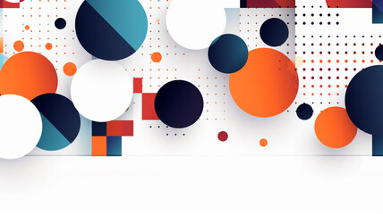 Fototapeta premium Abstract background, geometric template, copy space, rule of thirds composition, flat design, vector graphic, white background, AI generated.