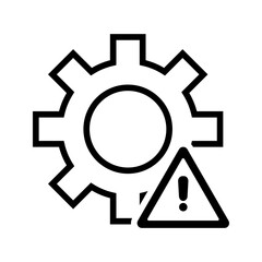 cogwheel with exclamation mark warning symbol, icon vector