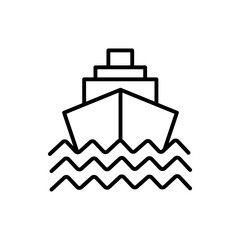 Vector illustration of an ocean liner. Icon of shipping goods or services by sea by ship. Isolated against a blank background.