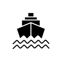 Vector illustration of an ocean liner. Icon of shipping goods or services by sea by ship. Isolated against a blank background.