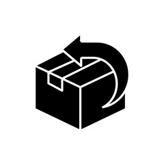 Vector cardboard illustration. Return icon of an item or package. Isolated against a blank background.