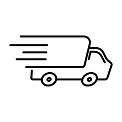 Fast delivery truck icon, express delivery, quick move, line symbol. Vector illustration color editable isolated on blank background.