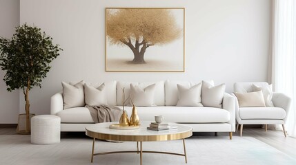 Advanced Modern Simple White Living Room Interior