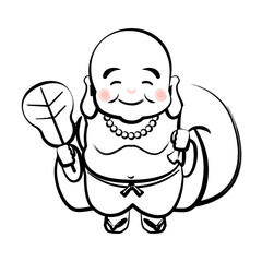 七福神 布袋尊（墨絵風）のイラスト
