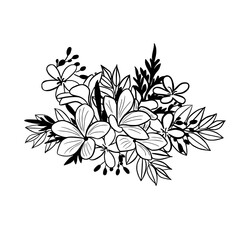 vector illustration of a wedding flower bouquet outline
