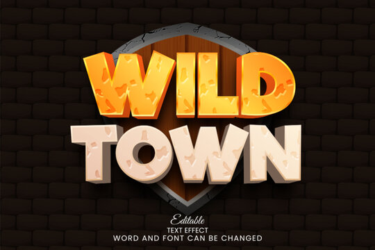 Wild town 3d game editable vector text effect
