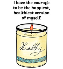 Candle illustration with self-love word affirmation 