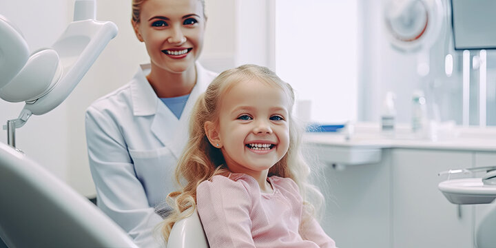 back side dentist holding a equipment and Children's dentistry and hand doctor. Live funny photo of a child who laughs at the dentist's appointment and looks away. generative ai