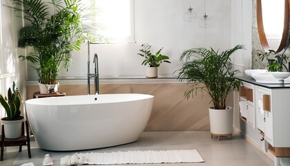 Modern Bathroom Interior with plants 2024