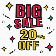 Sale discount icon. Special offer BIG Sale price signs, Discount 20% OFF
