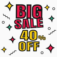 Sale discount icon. Special offer BIG Sale price signs, Discount 40% OFF