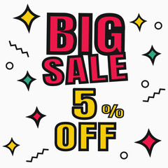 Sale discount icon. Special offer BIG Sale price signs, Discount 5% OFF