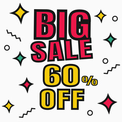Sale discount icon. Special offer BIG Sale price signs, Discount 60% OFF