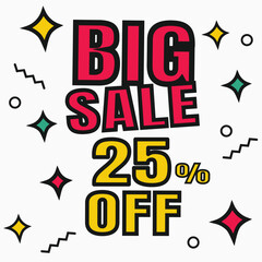 Sale discount icon. Special offer BIG Sale price signs, Discount 25% OFF