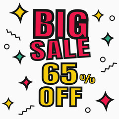 Sale discount icon. Special offer BIG Sale price signs, Discount 65% OFF