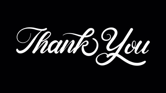 thank you text animation with liquid trail, wedding tittle, 4k video animation