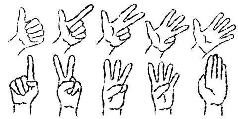 Hand sign design elements with scribble style