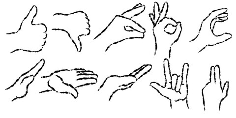 Hand sign design elements with scribble style