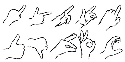 Hand sign design elements with scribble style