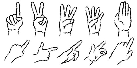 Hand sign design elements with scribble style