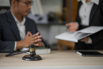 Lawyers having  Concepts of  Legal services at the law office work Legal advice online on computer labor law