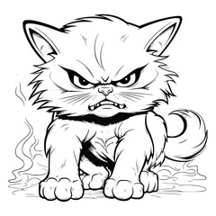 Angry Cat Coloring Pages for Kids