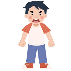 Illustration of angry little boy