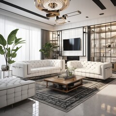 Living room decorated with luxury items