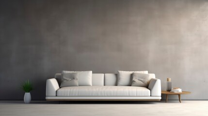 Fototapeta na wymiar Clean minimalist sofa, with a background on the wall with volumetric randon rgb design, 8k, qhd, sofa interior design, with 3 pictures Mockup,