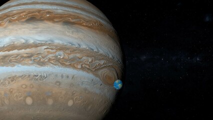 earth versus jupiter comparation 3d rendering  © SN