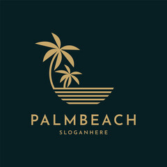 Palm beach tree logo design creative idea