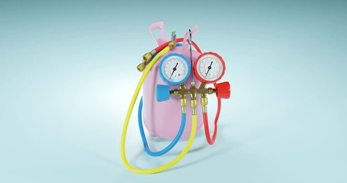 manometers with freon cylinder. 3d render