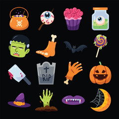 Set of halloween element clip art vector