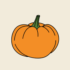 Doodle pumpkin isolated on background. Harvest symbol pumpkin. Vector illustraiton.