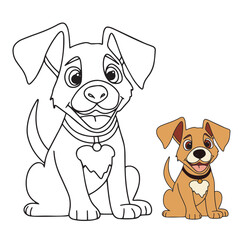 Obraz premium Cute dog for coloring book. Coloring page with puppy for children. Vector illustration.